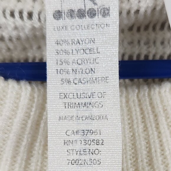 Diadora Luxe Collection Cropped White Batwing Sweater Women's Size S - Picture 6 of 7